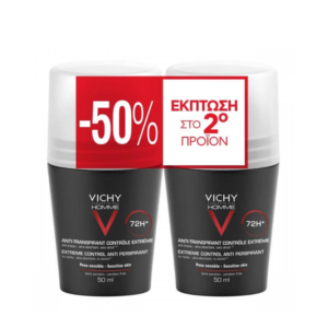 Vichy Homme Anti-irritation Anti Perspirant 72h Υποαλλεργικό αποσμητικό Roll-On για ευαίσθητες επιδερμίδες 2x50ml