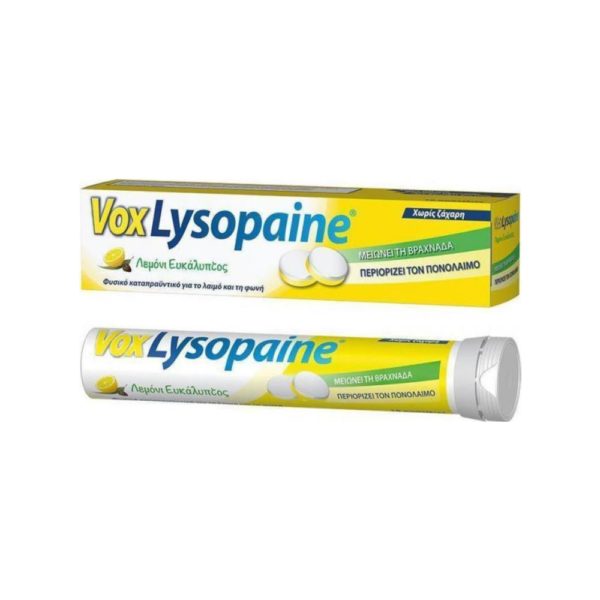 Vox Lysopaine Παστίλιες που Μειώνουν τη Βραχνάδα & Περιορίζουν τον Πονόλαιμο Λεμόνι & Ευκάλυπτος 18τμχ