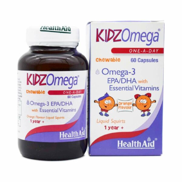 Health Aid KidzOmega One A Day Chewable Omega 3 Ιχθυέλαιο Κατάλληλο για Παιδιά 60 μασώμενες ταμπλέτες Πορτοκάλι