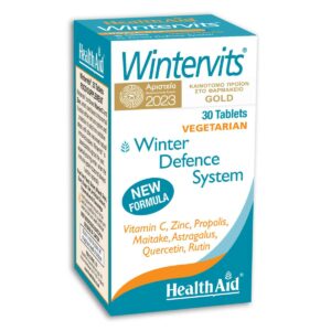 Health Aid Wintervits Συμπλήρωμα διατροφής με Βιταμίνη C, Ψευδάργυρο, Μαϊτάκε, Αστράγαλο και Πρόπολη 30 ταμπλέτες