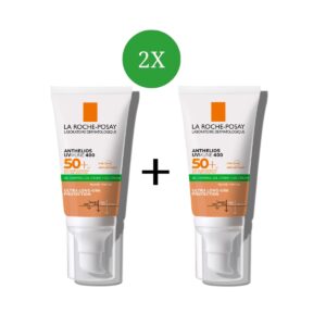 La Roche Posay Anthelios UVMUNE 400 Oil Control Gel Cream SPF50+ Αντηλιακή Κρέμα Προσώπου για Ματ Αποτέλεσμα Με Χρώμα, 50ml 2x 50ml