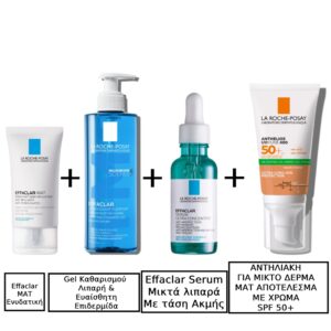 La Roche Posay Effaclar MAT Ενυδατική Κρέμα Προσώπου για Λιπαρές Επιδερμίδες κατά της Ακμής 40ml & La Roche Posay Effaclar Duo+m Κρέμα Προσώπου για Ατέλειες & Ακμή 40ml & Effaclar Gel Καθαρισμού για Λιπαρή Ευαίσθητη Επιδερμίδα 400ml & La Roche Posay Effaclar Ultra Concentrated Serum Ορός Για Μικτά Λιπαρά Δέρματα Με Τάση Ακμής 30ml & La Roche Posay Anthelios UVMUNE 400 Oil Control Gel Cream SPF50+ Αντηλιακή Κρέμα Προσώπου για Ματ Αποτέλεσμα Με Χρώμα, 50ml