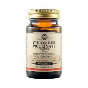 Solgar Chromium Picolinate 100μg Συμπλήρωμα Διατροφής από Πικολινικό Χρώμιο για Έλεγχο του Σακχάρου στο Αίμα, 90tabs