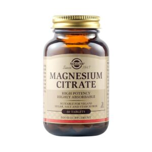 Solgar Magnesium Citrate 200mg Συμπλήρωμα Διατροφής με Κιτρικό Μαγνήσιο για την Καλή Λειτουργία των Μυών & του Νευρικού Συστήματος - Μειώνει τις Κράμπες, 60tabs