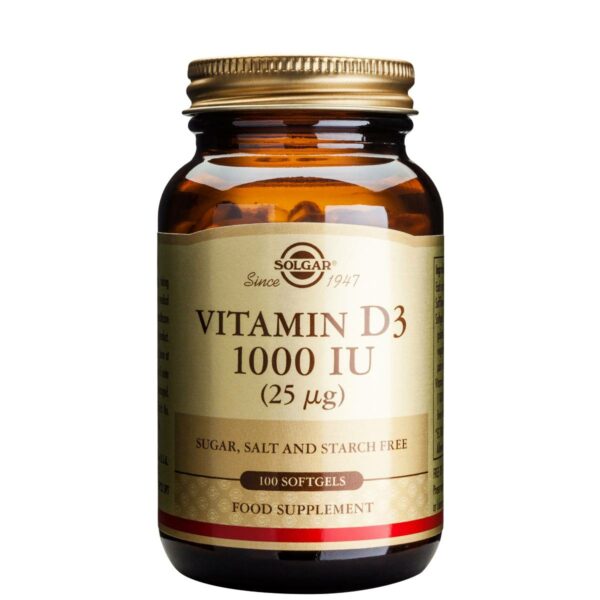 Solgar Vitamin D3 1000iu Συμπλήρωμα Διατροφής με βιταμίνη D3 100 μαλακές κάψουλες