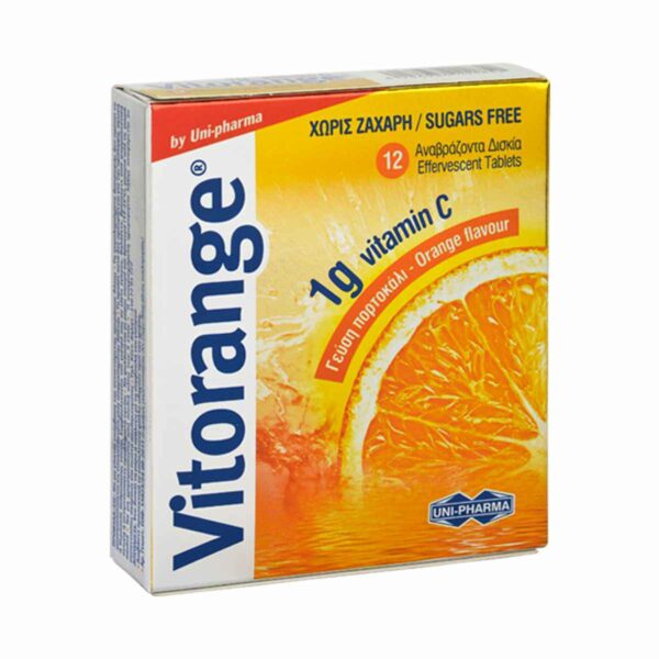Uni-Pharma Vitorange Βιταμίνη για Ενέργεια & Ανοσοποιητικό 1000mg Πορτοκάλι 12 αναβράζοντα δισκία