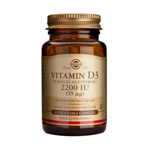 Solgar Vitamin D3 2200IU (55mg) Βιταμίνη D3 για Ανοσοποιητικό, Οστά-Αρθρώσεις, Δόντια-Ούλα 50 Φυτικές Κάψουλες