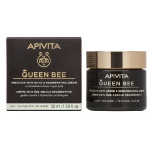 Apivita Queen Bee Absolute Anti-Aging & Regenerating Cream Κρέμα Απόλυτης Αντιγήρανσης & Αναγέννησης Ελαφριάς Υφής με Βασιλικό Πολτό Ελεγχόμενης Αποδέσμευσης, 50ml