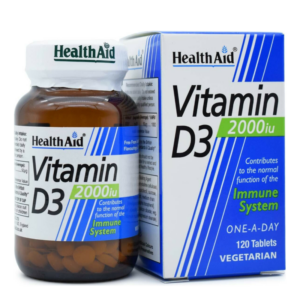 Health Aid Vitamin D3 2000iu Συμπλήρωμα Διατροφής Ενίσχυση Ανοσοποιητικού, 120 φυτικές κάψουλες