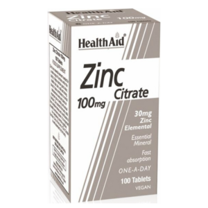 Health aid Zinc Citrate 100mg Συμπλήρωμα Διατροφής με Ψευδάργυρο 100Tabs.