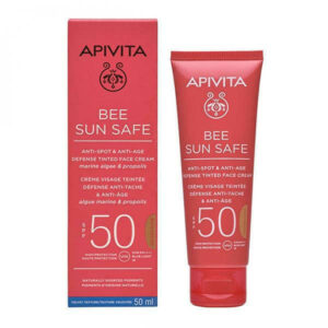 Apivita Bee Sun Safe Anti Spot Anti Age Golden Απόχρωση SPF50 Αντηλιακή Κρέμα Προσώπου Κατά Των Πανάδων & Ρυτίδων Υψηλής Αντηλιακής Προστασίας Με Χρώμα - Golden Απόχρωση
