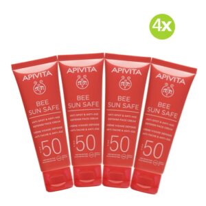 Apivita Bee Sun Safe Anti-Spot & Anti-Age SPF50 Αντηλιακή Κρέμα Προσώπου Κατά Των Πανάδων και Ρυτίδων 4x 50ml