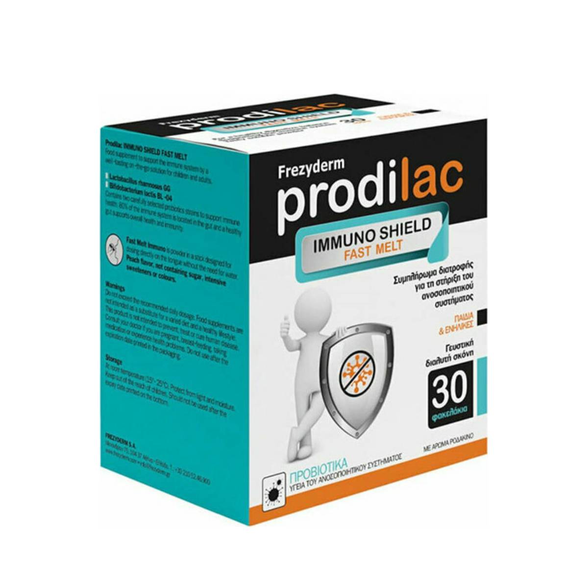 Frezyderm Prodilac Immuno Shield Fast Melt Προβιοτικά για Ενήλικες και Παιδιά Ροδάκινο 30 φακελίσκοι