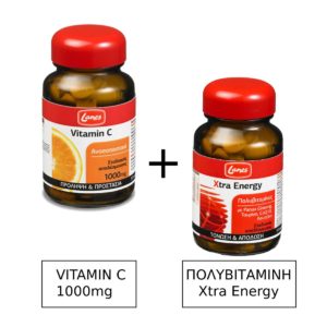 Lanes Vitamin C Συμπλήρωμα Διατροφής με Βιταμίνη C Σταδιακής Αποδέσμευσης, 1000mg 30Tabs & Lanes Xtra Energy Πολυβιταμίνες με Ταυρίνη, Panax, Ginseng, Λουτεΐνη Για Τόνωση & Απόδοση, 30tabs