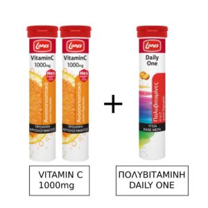Lanes Vitamin C 2x1000mg Πορτοκάλι Συμπλήρωμα διατροφής με βιταμίνη C & Πολυβιταμίνες Daily One A–Z γεύση Πορτοκάλι 40+20 Αναβράζοντα Δισκία