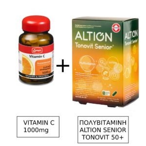 Lanes Vitamin C Συμπλήρωμα Διατροφής με Βιταμίνη C Σταδιακής Αποδέσμευσης, 1000mg 30Tabs & Altion Tonovit Senior Πολυβιταμίνη για άνω των 50 ετών, 40 μαλακές κάψουλες
