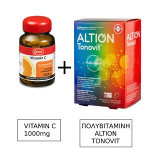 Lanes Vitamin C Συμπλήρωμα Διατροφής με Βιταμίνη C Σταδιακής Αποδέσμευσης, 1000mg 30Tabs & Altion Tonovit Multivitamin με Ω-3 λιπαρά, panax ginseng, συνενζυμο Q10, 40 κάψουλες