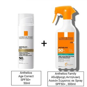 La Roche Posay Anthelios Age Correct Photocorrection Αντηλιακή & Αντιγηραντική Προσώπου SPF50 50ml & Anthelios Family Αδιάβροχη Αντηλιακή Λοσιόν Σώματος SPF50 σε Spray 300ml
