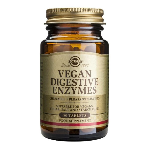 Solgar Vegan Digestive Enzymes χωρίς Γλουτένη 50 ταμπλέτες 50 μασώμενες ταμπλέτες