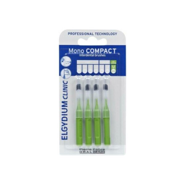 Elgydium Clinic Mono Compact Μεσοδόντια Βουρτσάκια 1.1mm Πράσινα 4τμχ