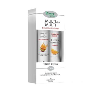 Power Health Multi + Multi με Στέβια 20 αναβράζοντα δισκία + Vitamin C 500mg Πορτοκάλι 20 αναβράζοντα δισκία