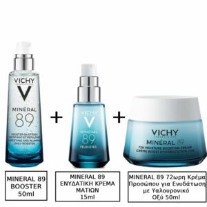 Vichy Mineral 89 24ωρο Gel Προσώπου με Υαλουρονικό Οξύ για Ενυδάτωση 50ml & Mineral 89 Eyes Ενυδατική Κρέμα για τα Μάτια 15ml & Vichy Mineral 89 72ωρη Κρέμα Προσώπου για Ενυδάτωση με Υαλουρονικό Οξύ 50ml