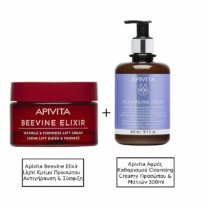 Apivita Beevine Elixir Light Κρέμα Προσώπου για Αντιγήρανση & Apivita Αφρός Καθαρισμού Cleansing Creamy Προσώπου & Ματιών με Ελιά, Λεβάντα & Πρόπολη 300ml