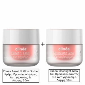Clinea Reset N’ Glow Sorbet Κρέμα Προσώπου Ημέρας Αντιγήρανσης & Λάμψης 50ml & Clinea Moonlight Glow Gel Προσώπου Νυκτός για Αντιγήρανση & Λάμψη 50ml