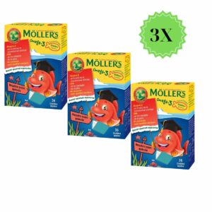 Moller's Omega 3 Ιχθυέλαιο Κατάλληλο για Παιδιά 36 ζελεδάκια Ψαράκια Φράουλα (3x-Τμχ)