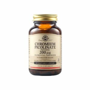 Solgar Chromium Picolinate 200μg Συμπλήρωμα Διατροφής από Πικολινικό Χρώμιο για Έλεγχο του Σακχάρου στο Αίμα, 90sveg.caps
