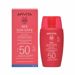 Apivita Bee Sun Safe Dry Touch Invisible Face Fluid SPF50 Λεπτόρρευστη Αντηλιακή Κρέμα Προσώπου με Θαλάσσια Φύκη & Πρόπολη, 50ml