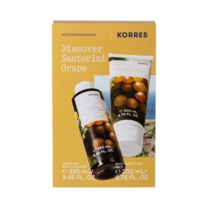 Korres Discover Santorini Grape Promo με Body Cleanser Αφρόλουτρο Σταφύλι, 250ml & Body Smoothing Milk Ενυδατικό Γαλάκτωμα Σώματος Σταφύλι, 200ml, 1σετ