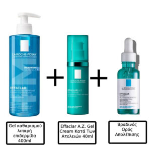La Roche Posay Effaclar Gel Τζελ Καθαρισμού Προσώπου 400ml & La Roche Posay Effaclar A.Z. Gel Cream Κατά Των Ατελειών 40ml & La Roche Posay Effaclar Ultra Concentrated Serum Ορός Για Μικτά Λιπαρά Δέρματα Με Τάση Ακμής 30ml