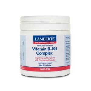 Lamberts Vitamin B-100 Complex Βιταμίνη για Ενέργεια, Ενίσχυση του Ανοσοποιητικού & το Νευρικό Σύστημα 200 ταμπλέτες