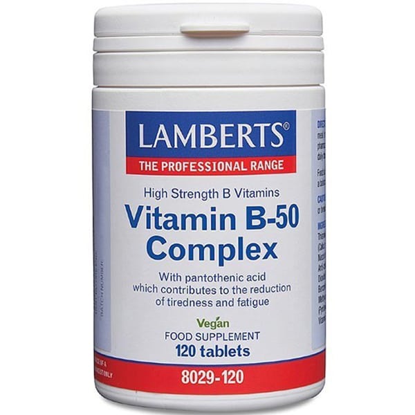 Lamberts Vitamin B 50 Complex Βιταμίνη για Ενέργεια, τα Μαλλιά & τo Δέρμα 50mg 120 ταμπλέτες