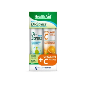 Health Aid Fizzy Di-stress Combo Pack Συμπληρωμα Διατροφής Καλή Ψυχολογική Λειτουργία & Βιταμίνη C 1000mg 2x20 Αναβράζοντα Δισκία
