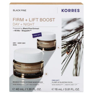 Korres Black Pine Μαύρη Πεύκη Bounce Firming Intense Moisturizer Κρέμα Σύσφιξης Ημέρας, 40ml & Δώρο Pump-Up Sleeping Facial Κρέμα Σύσφιξης Νύχτας, 15ml, 1σετ