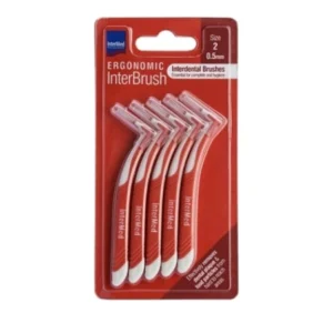 InterMed Ergonomic InterBrush Μεσοδόντια Βουρτσάκια με Λαβή 0.5mm Κόκκινα 5τμχ, size 2