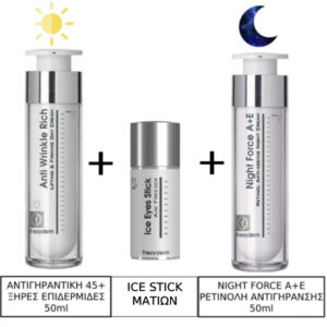 Frezyderm Anti-Wrinkle 45+ Rich Αντιγηραντική Κρέμα Προσώπου Ημέρας για Ώριμες Επιδερμίδες 50ml & Frezyderm Ice Eyes Stick Age Freezer 18ml & Frezyderm Night Force A+E Κρέμα Προσώπου Νυκτός με Ρετινόλη για Αντιγήρανση 50ml