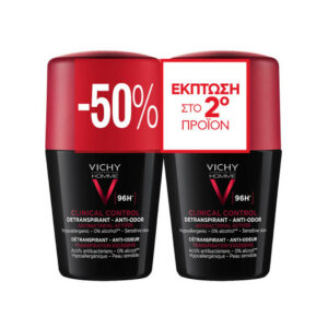 Vichy Homme Clinical Control Αποσμητικό 96h σε Roll-On 2x50ml