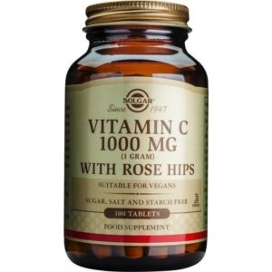 Solgar Vitamin C with Rose Hips Βιταμίνη για Ενίσχυση του Ανοσοποιητικού, τo Δέρμα & Αντιοξειδωτική δράση 1000mg 100 ταμπλέτες