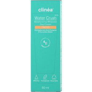 Clinea Water Crush Tinted Ενυδατική Κρέμα Προσώπου Ημέρας με Χρώμα, SPF15, Υαλουρονικό Οξύ & Νερό Αγγουριού 50ml