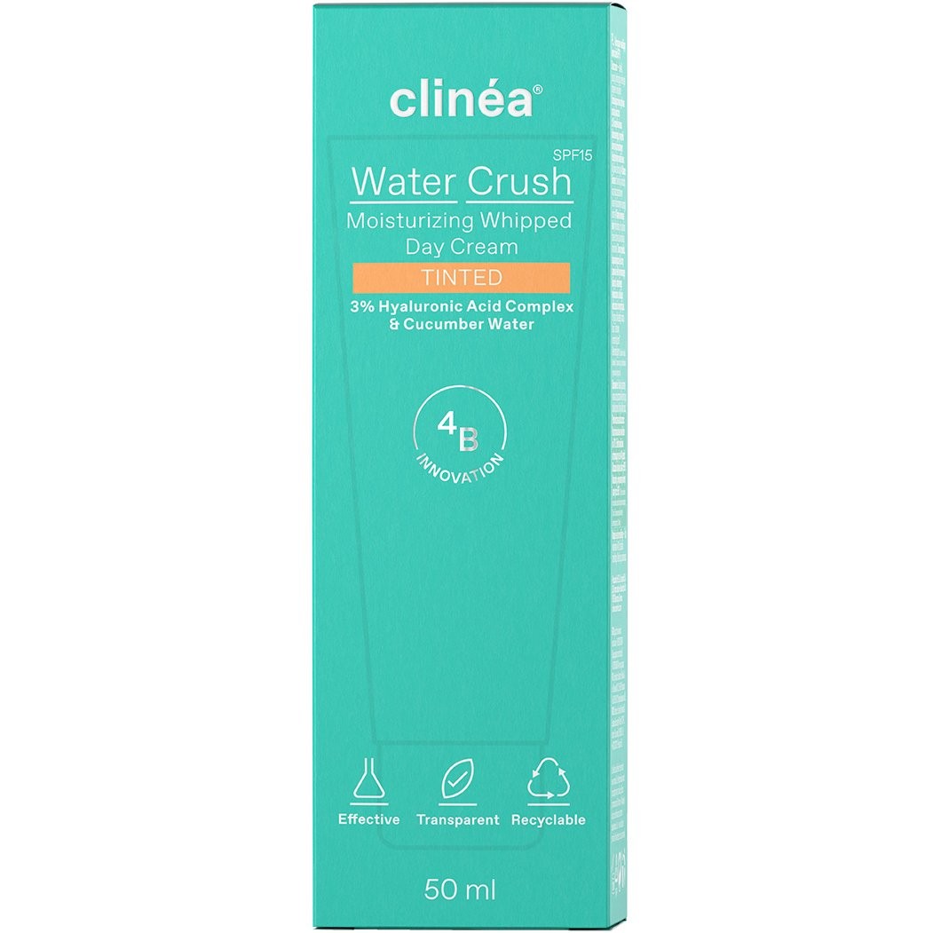 Clinea Water Crush Tinted Ενυδατική Κρέμα Προσώπου Ημέρας με Χρώμα, SPF15, Υαλουρονικό Οξύ & Νερό Αγγουριού 50ml