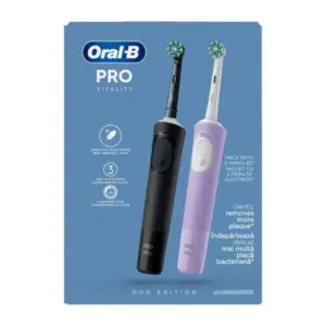 Oral-B Vitality Pro Protect X Clean Ηλεκτρική Οδοντόβουρτσα με Χρονομετρητή Black & LIlac Διπλή Συσκευασία