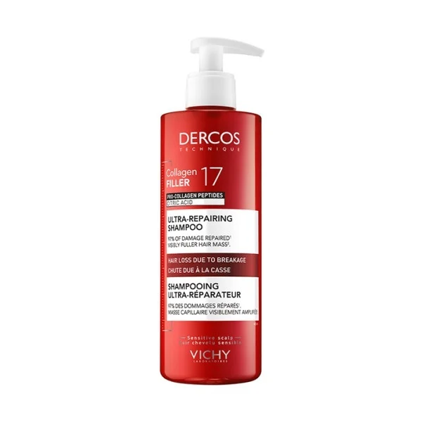 Vichy Dercos Collagen Filler Deep Repair Shampoo Against Hair Breakage 17 Volume 390ml